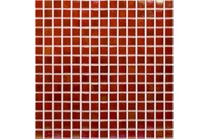 URBN Contemporary Glossy Burgundy Red Iridescent Glass Mosaic Tile for Indoor and Outdoor - Single Sheet (13 inches x 13 inch