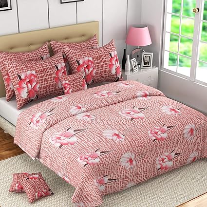 COZIER ENTERPRISES Superfine by MAFATLAL Soft Cotton Fade Resistant, 300 TC King Size Bedsheets for Double Bed with 2 Pillow Covers Combo Set (Red)