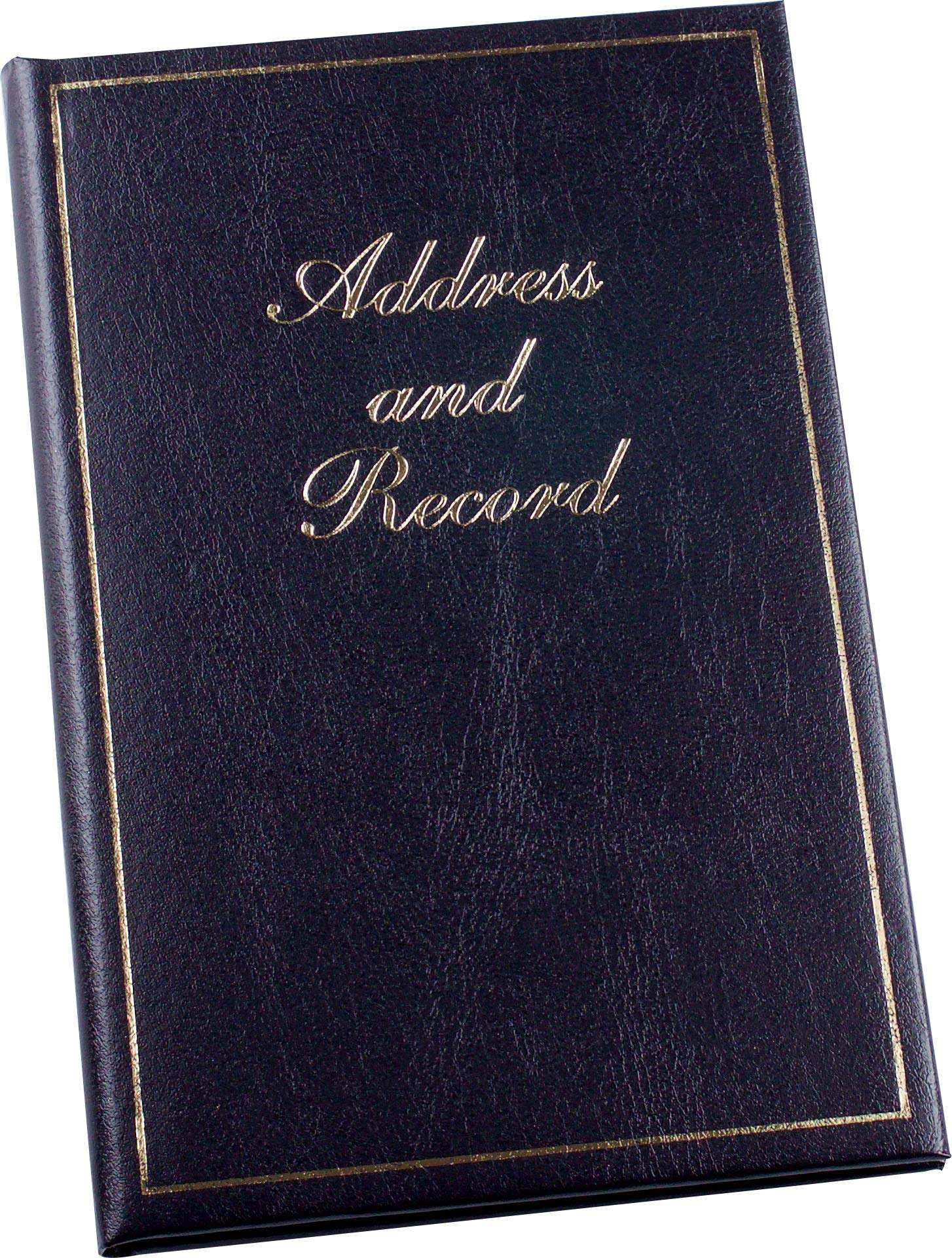 Esposti Large Address and Record Book - Vinyl Padded Cover - Gold Letters - 3 Step Index for Christmas Card List Birthdays and Anniversaries - Black - 135 x 195mm