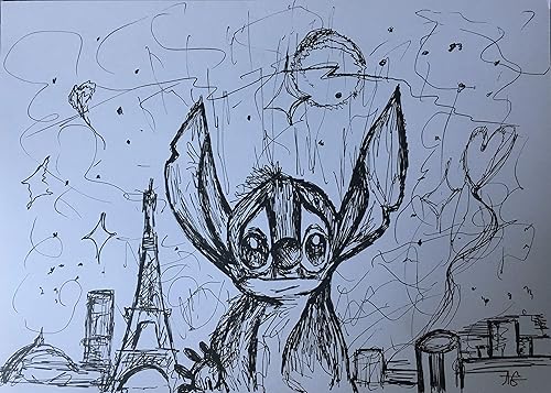 Dessin Stitch A Paris Original Fait Main Amazon Fr Handmade