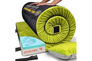 Extra Thick GAIALOOP 4 INCH Memory Foam Camping Mattress, Roll Up Floor Sleeping Mat Camp Cot Mattress Pad Travel Camping Couch Bed for Guest Adults Side Sleepers