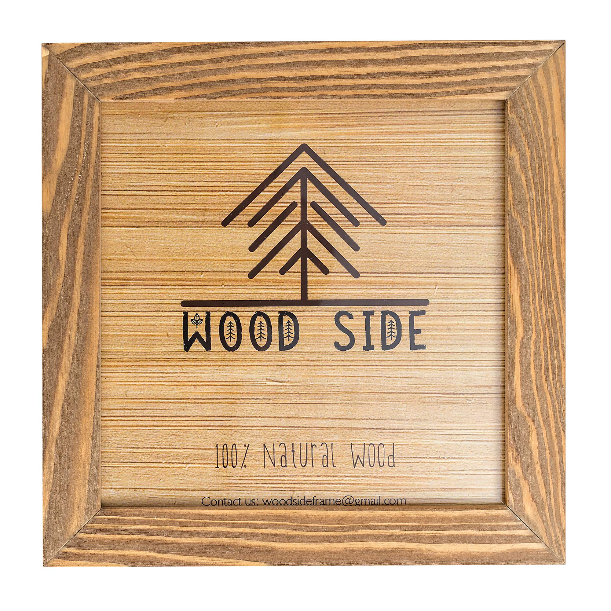 Rustic Wooden Square Picture Frame 12x12 Inch - 100% Natural Solid Eco Distressed Wood for Wall Mounting Photo Frame - Walnut