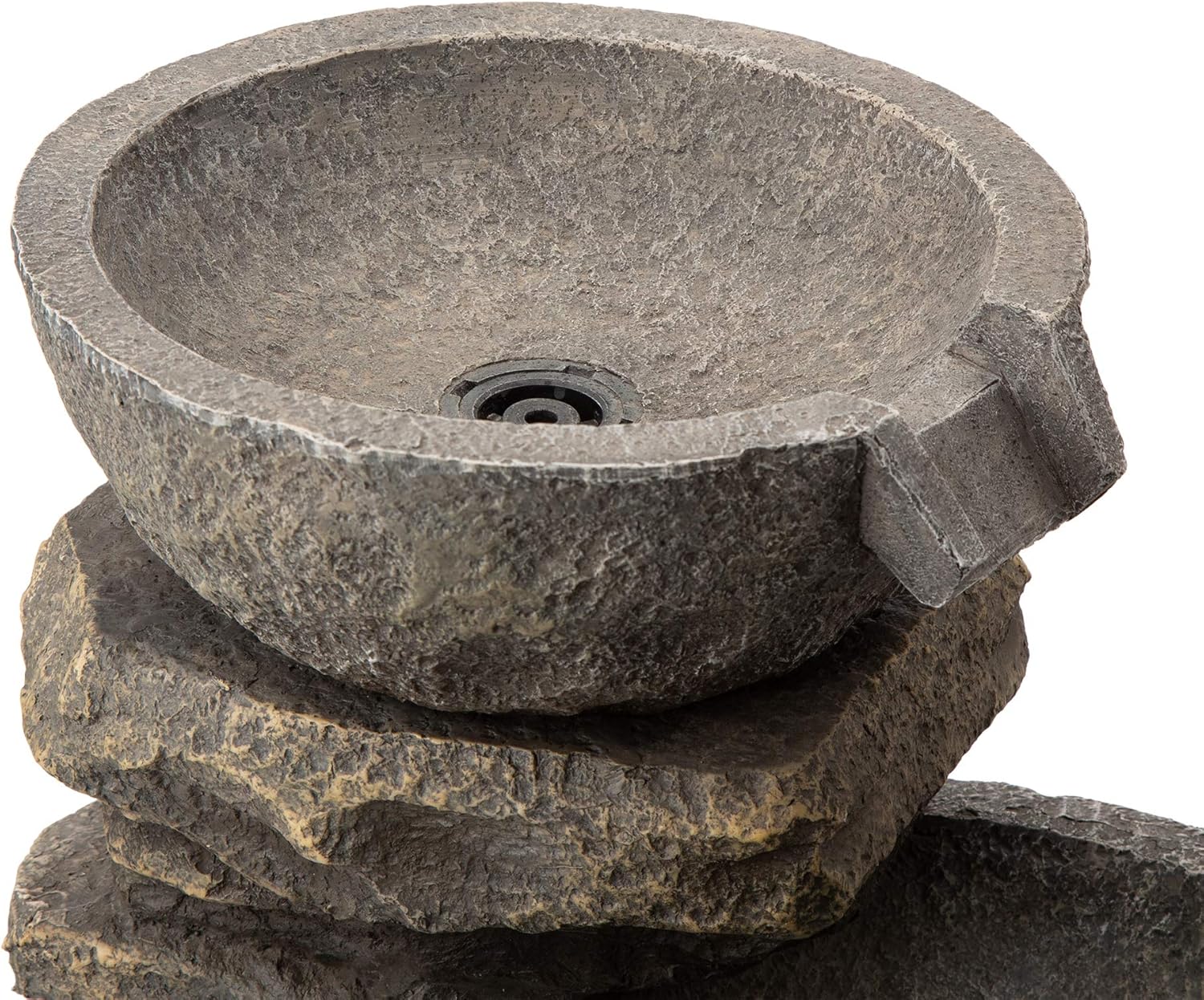 Glitzhome GH11246 Polyresin Stone 4-Tiered Bowls Fountain with LED Lights Outdoor Decorative Water Feature, 32.25" H, Gray : Garden & Outdoor