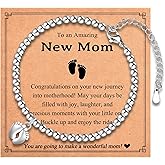 Leyung Gifts for New Mom, Pregnant Mom, Baby Feet Charm Bracelet Jewelry, First Mother's Day, Birthday, Christmas, Pregnancy Gifts
