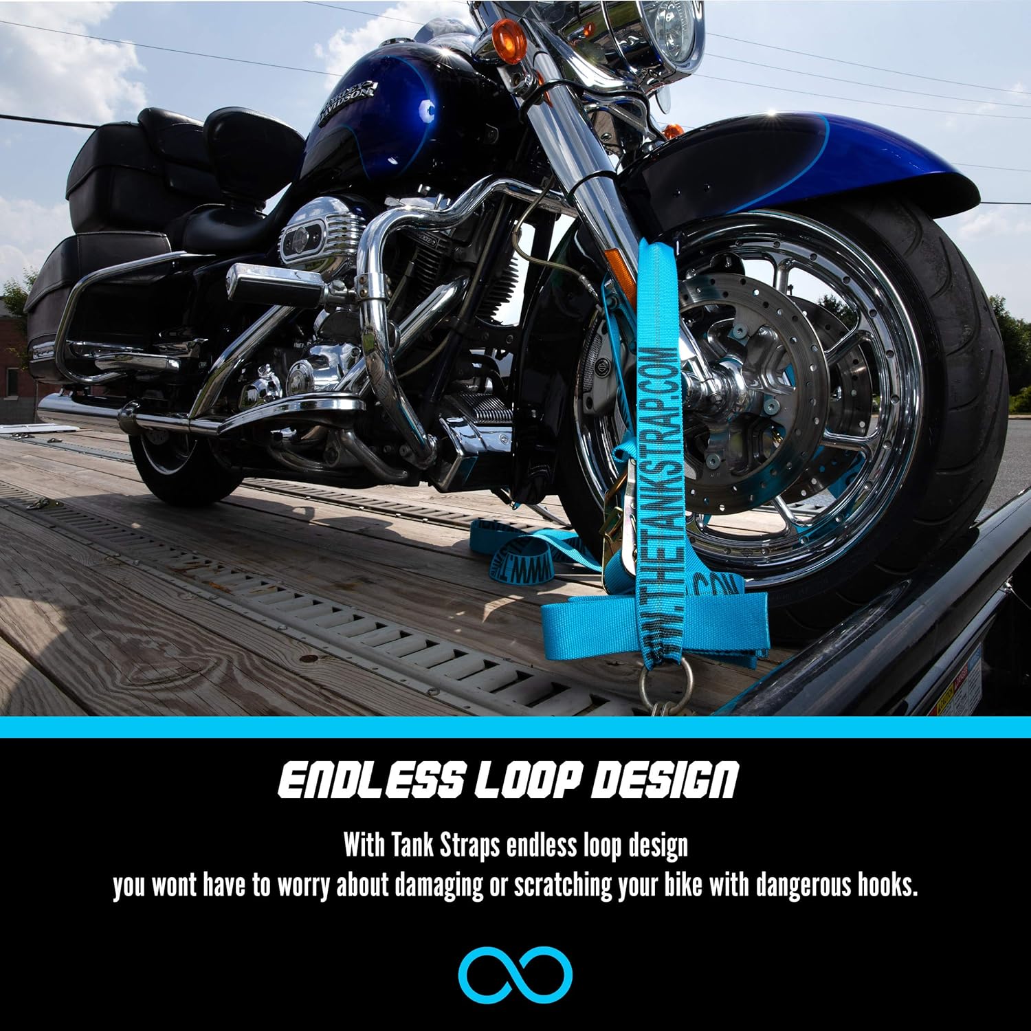Tank Straps Motorcycle Tie Down Straps (2pk) - 10.000 lb Webbing Break Strength 2'' x 10' Super Heavy Duty Endless Tie Downs with Ratchet Strap: Home Improvement