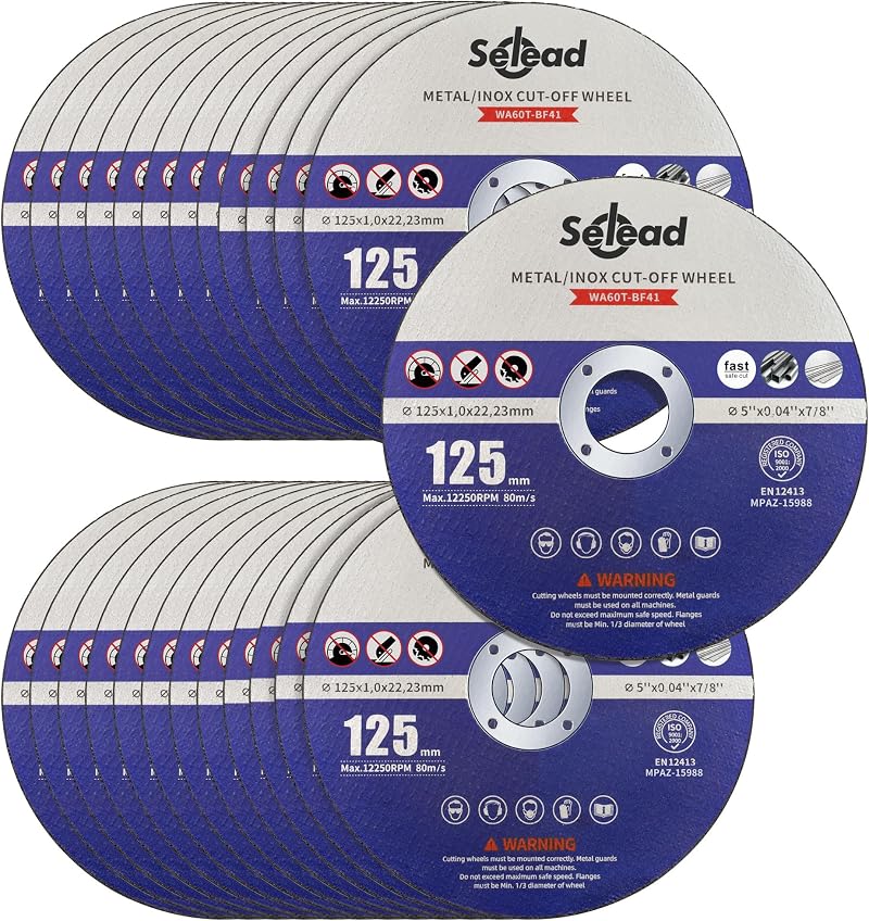 Selead 125mm Cutting Discs 25pcs Thin 1mm For Angle Grinder Blue