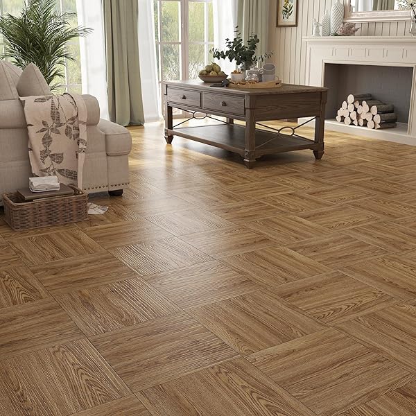 STICKYART 36 PCS WOOD FLOOR TILE PEEL AND STICK 12″X12″ WATERPROOF VINYL PLANK FLOORING TILE HONEY OAK WOOD FLOOR TILES SHEET SELF ADHESIVE SHEET VINYL FLOORING FOR KITCHEN LIVING ROOM BEDROOM TILES