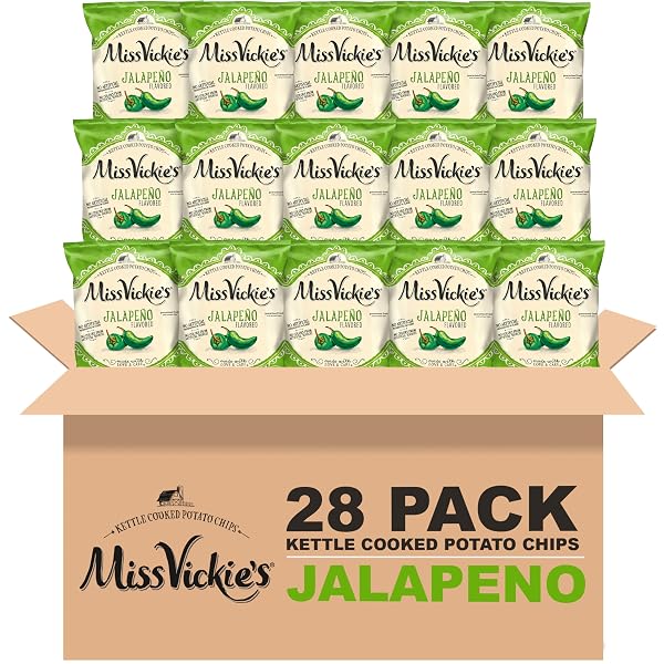 MISS VICKIE’S KETTLE COOKED POTATO CHIPS, JALAPENO, 1.375 OUNCE (PACK OF 28)