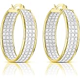 Savlano 925 Sterling Silver Round Hoop Earrings – 18K Gold Plated Hoop Earrings for Women