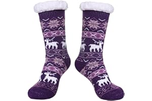 SDBING Slipper Socks for Women with Grippers, Winter Warm Fuzzy Indoor Christmas Gifts Socks