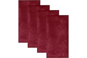 Elrene Home Fashions Caiden Elegance Damask Fabric Napkins (Set of 4), 17" x 17", Cranberry 4 Count