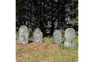 GAMEXCEL 22" Foam Tombstones – Halloween Headstones Outdoor Decorations – Large Foam Gravestones for Yard Cemetery Lawn Decor – Set of 4