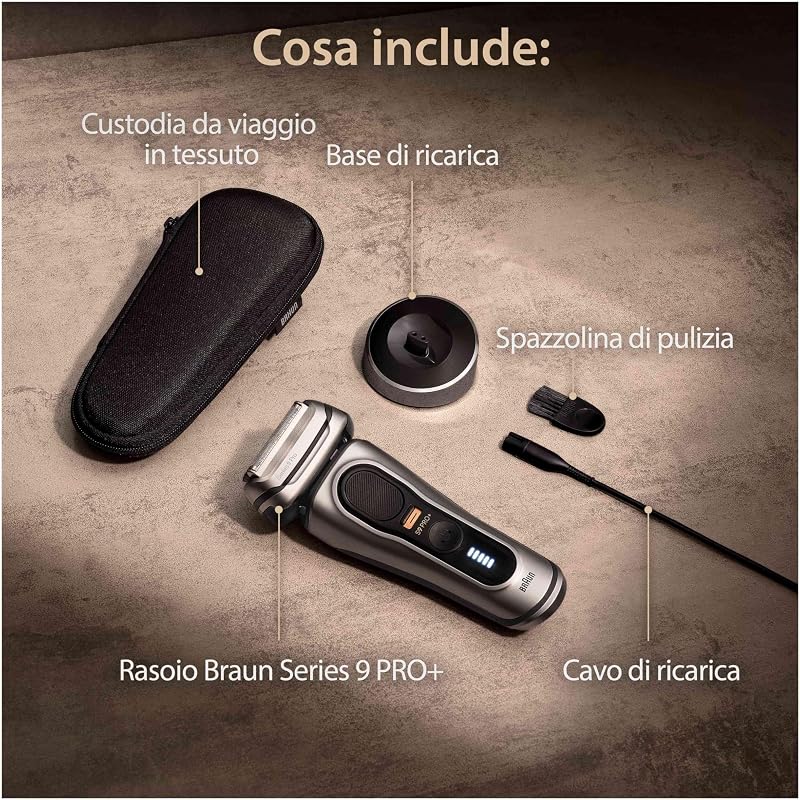 Serie 9 Pro+ Rasoio Elettrico Barba, Custodia, 9517s Argento