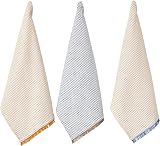 Penguin Home Set of 3 100% Cotton Kitchen Towels 50x70 cm White Ochre