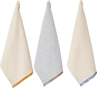 Penguin Home Set of 3 100% Cotton Kitchen Towels 50x70 cm White Ochre