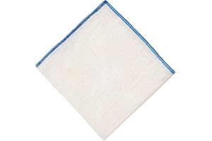 Hell Blues Premium Linen Pocket Square for Men, Off-white with Colored Embroidered Edge Mens Pocket Squares