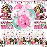 Barbie Birthday Party Decorations for Party | Serves 16 Guests | Balloons, Banner, Tablecloth, Plates, Napkins, Sticker | Officially Licensed