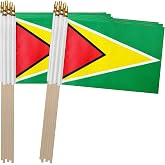 TSMD Guyana Stick Flag Guyanese Small Mini Hand Held Flags,5x8 Inch,12 Pack