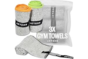Acteon New Microfiber Quick Dry Gym Towel, Silver ION Odor-Free Mega Absorbent Fiber, Fast Drying, Men & Women Small Workout Gear for Body Sweat, Beach, Working Out, Camping, Travel Towel