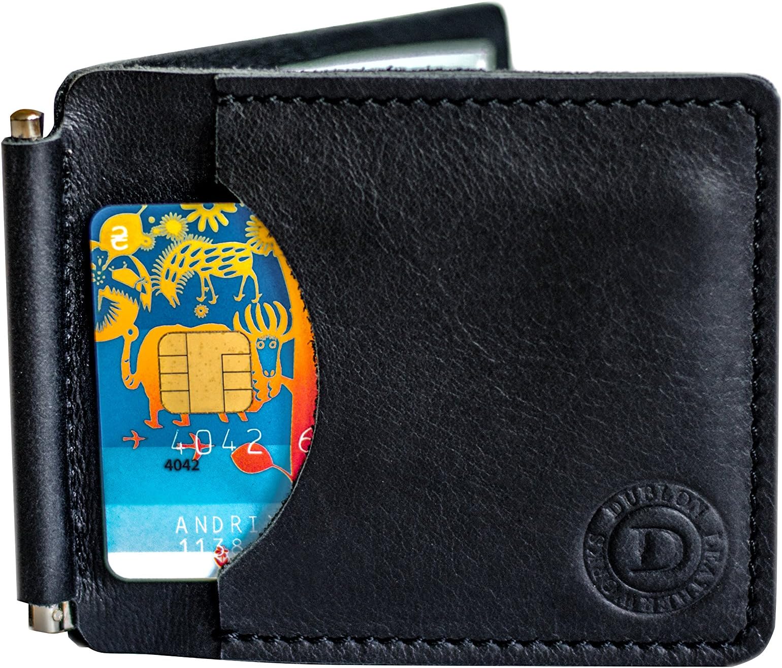 Slim Wallet, leather money clip, credit card holder, front pocket wallet for men from full grain leather