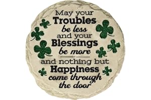Spoontiques St Patrick's Day May Your Troubles Stepping Stone - Decorative Garden Stone for Yard, Patio, Garden or Walkway - Outdoor or Indoor Home Decor