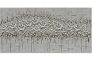 zoinart 3D Modern Oil Painting on Canvas,Hand Painted Abstract Textured Flower Artwork Large Canvas Wall Art Home Decorations Wall Decor Framed Ready to Hang