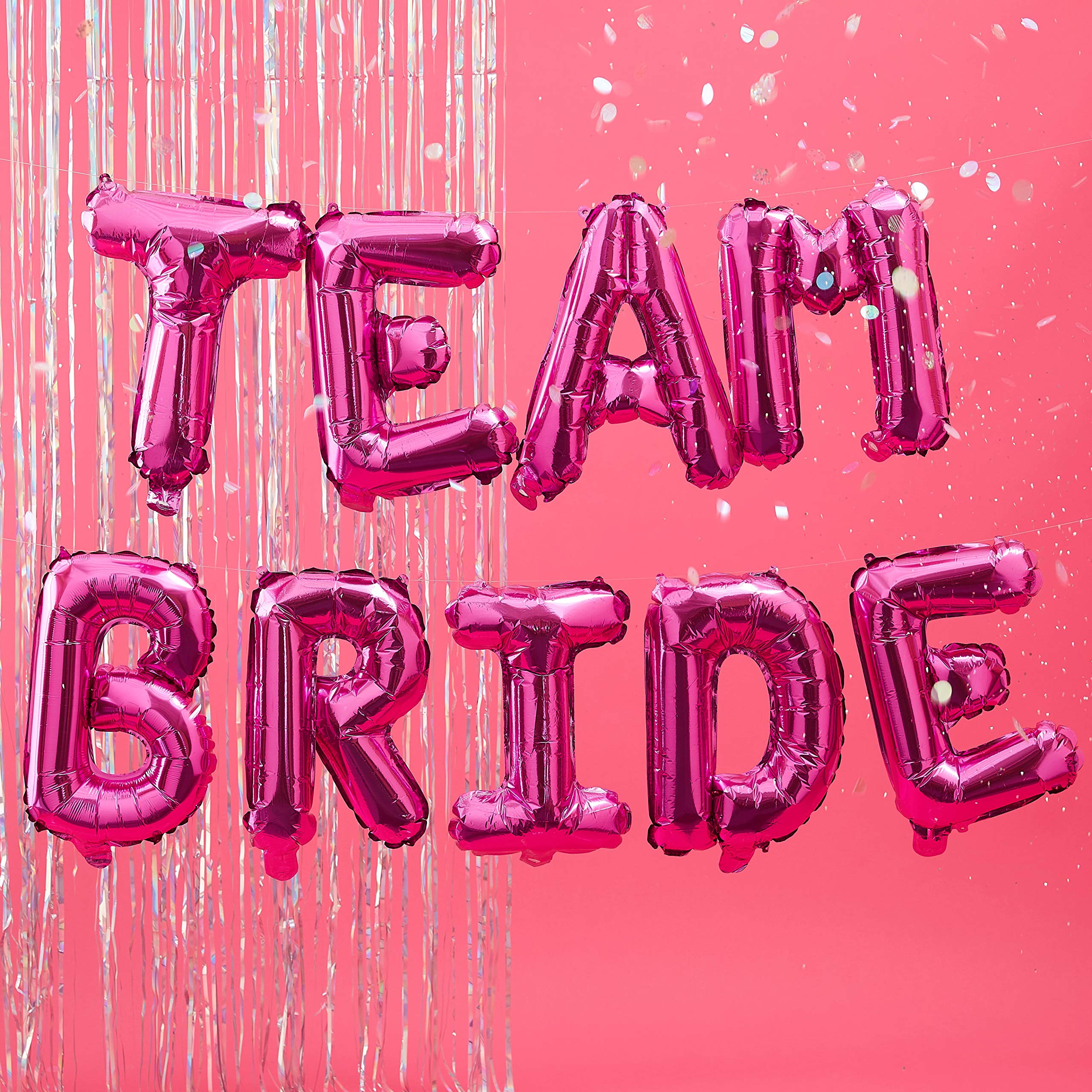 Ginger Ray Hot Pink Team Bride Hen Party Balloon Bunting - No Helium Needed - Bride Tribe