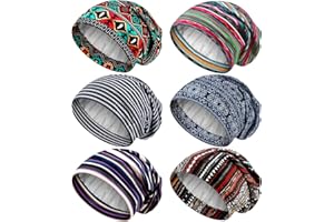 Sintege 6 Pcs Satin Lined Bonnet Sleep Chemo Hat Stretch Cancer Cap for Women Men Cancer Patient African Silk Soft Beanie(Retro Patterns)