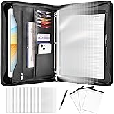 Leathario Portfolio Binder, Includes 10 Sheet Protectors and 3 Notepads, 3-Ring Folder Organizer, A4 Padfolio with Zipper, Vegan Leather Tablet Sleeve, Business Office Conference Clipboards