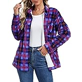 YUCOLEN Women's Sherpa Fleece Lined Plaid Flannel Jacket Warm Button Down Winter Flannel Shirt Jacket Coat with Pockets
