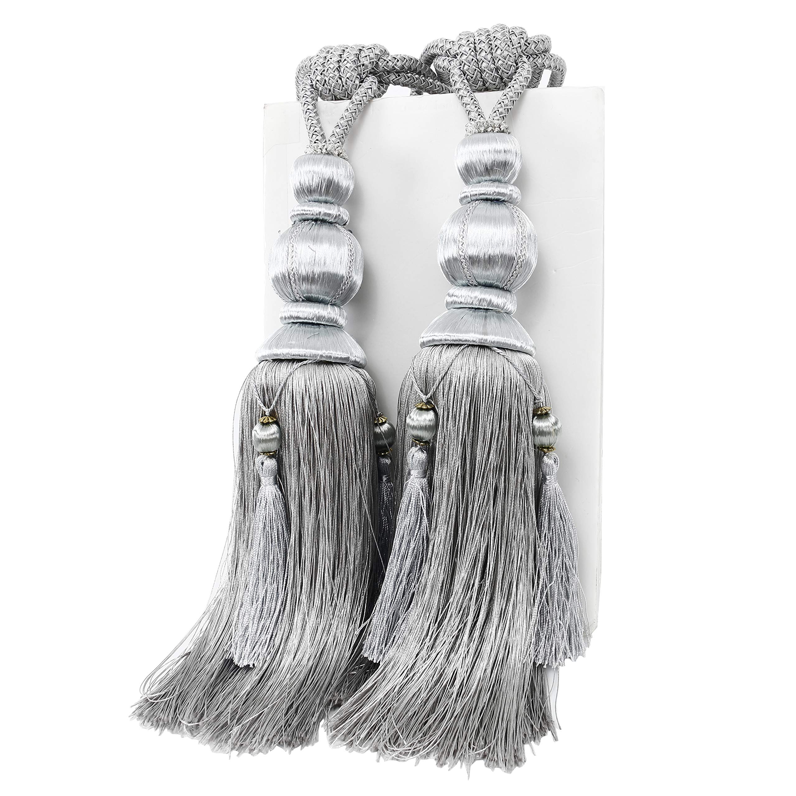 YunNasi 1 Pair Curtain Tie backs Rope,Tassel Holdbacks for Large and Heavy Curtain Window Drape,Gray — image 1
