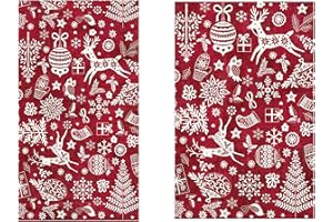 Gertmenian Indoor Holiday Area Rug - 2x4 Extra Small (2-Pack), Durable, Easy-Cleaning & Non-Shedding, Ideal for High Traffic Areas in Living Room, Entryway - Cheer, Red, 28033