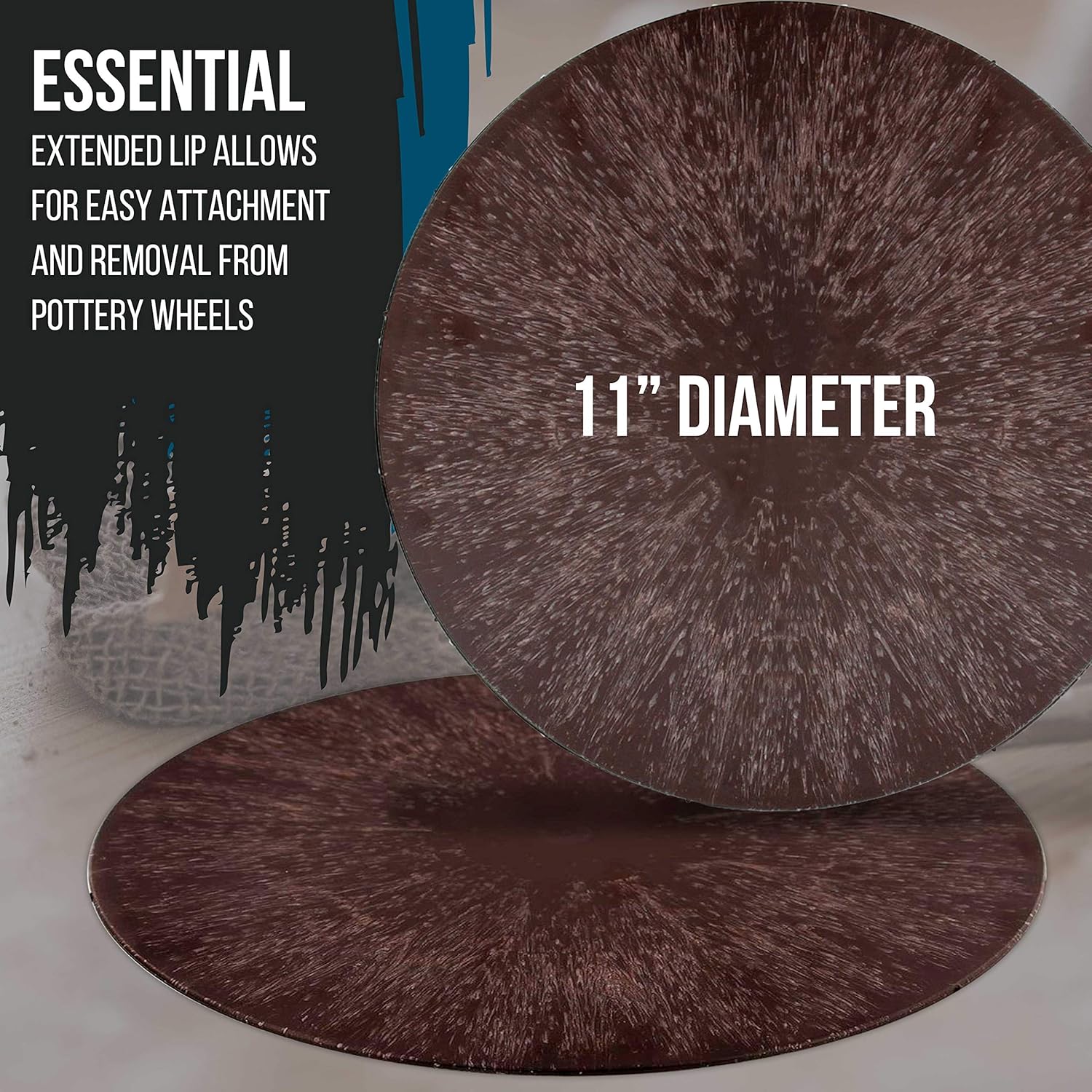 U.S. Art Supply - 11" Round Plastic Pottery Wheel Bats, Set of 2 - Durable, Balanced Bat for Use Spinning Clay & Making Ceramics - Design to Only Fit U.S. Art Supply Pottery Wheel