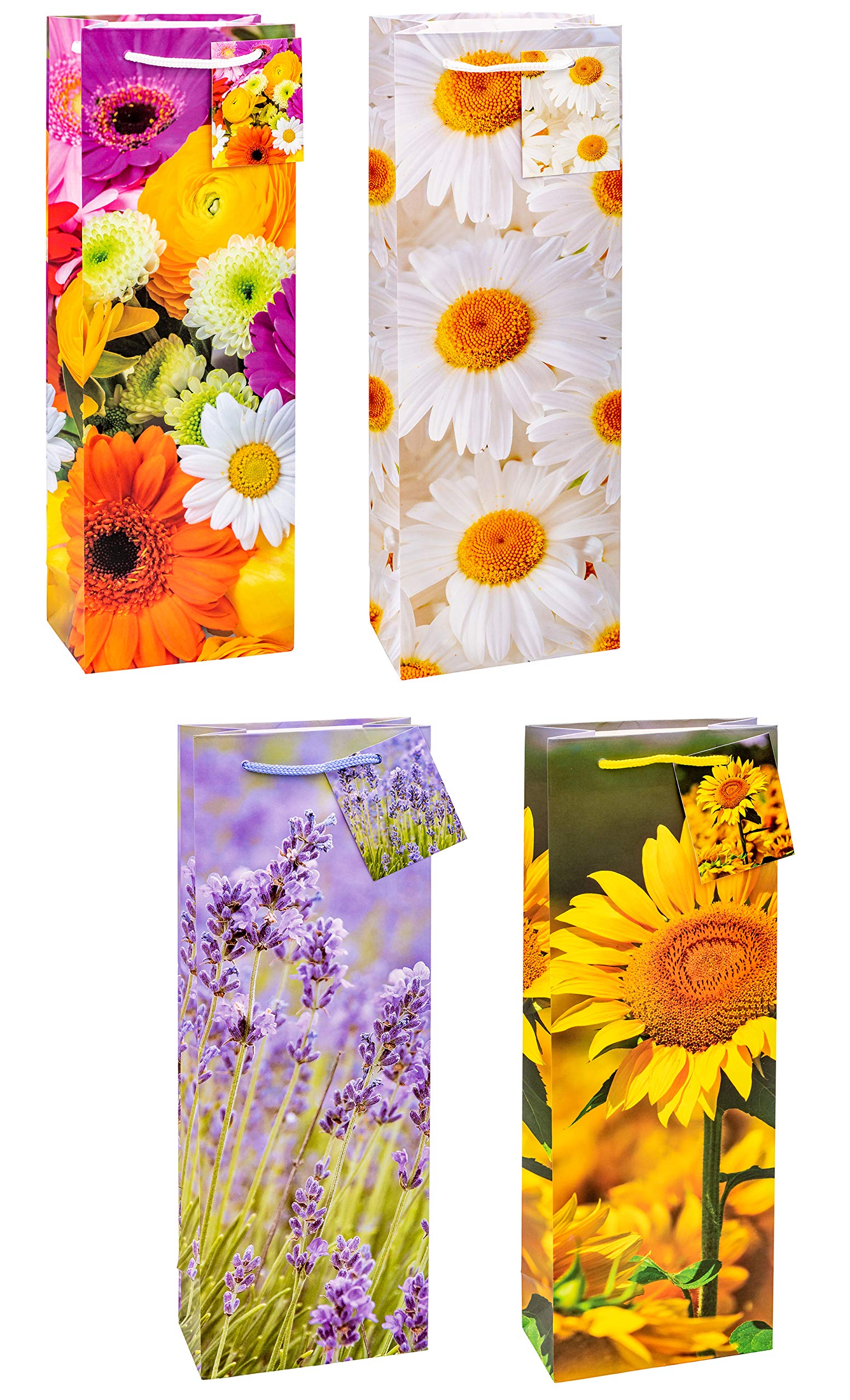 TSI 84283 Gift Bags Flower Mix Pack of 12 Bottle (H x W x D) 36 x 12 x 8 cm