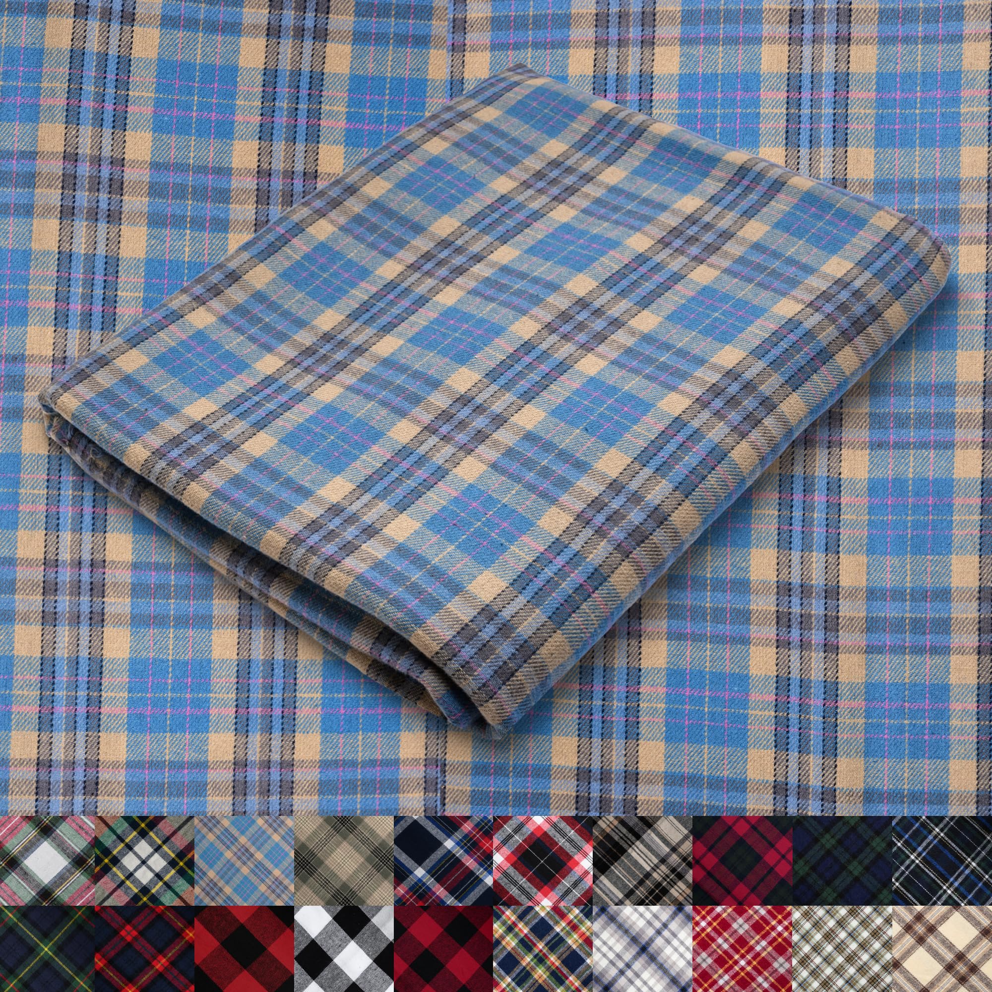 Pico Textiles 2 Yards Bolt Blue and Tan Tartan