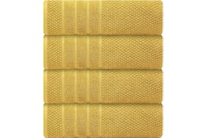 CRAFTBERRY Luxury Bath Towels| 100% Cotton| Ultra Soft, Plush, Thick, Fluffy, Highly Absorbent, Quick Dry | Home, Gym, Pool, Yoga, Hotel, Shower | Large Towel Set for Bathroom| Set of 4| 27 x 54| - Gold / Golden