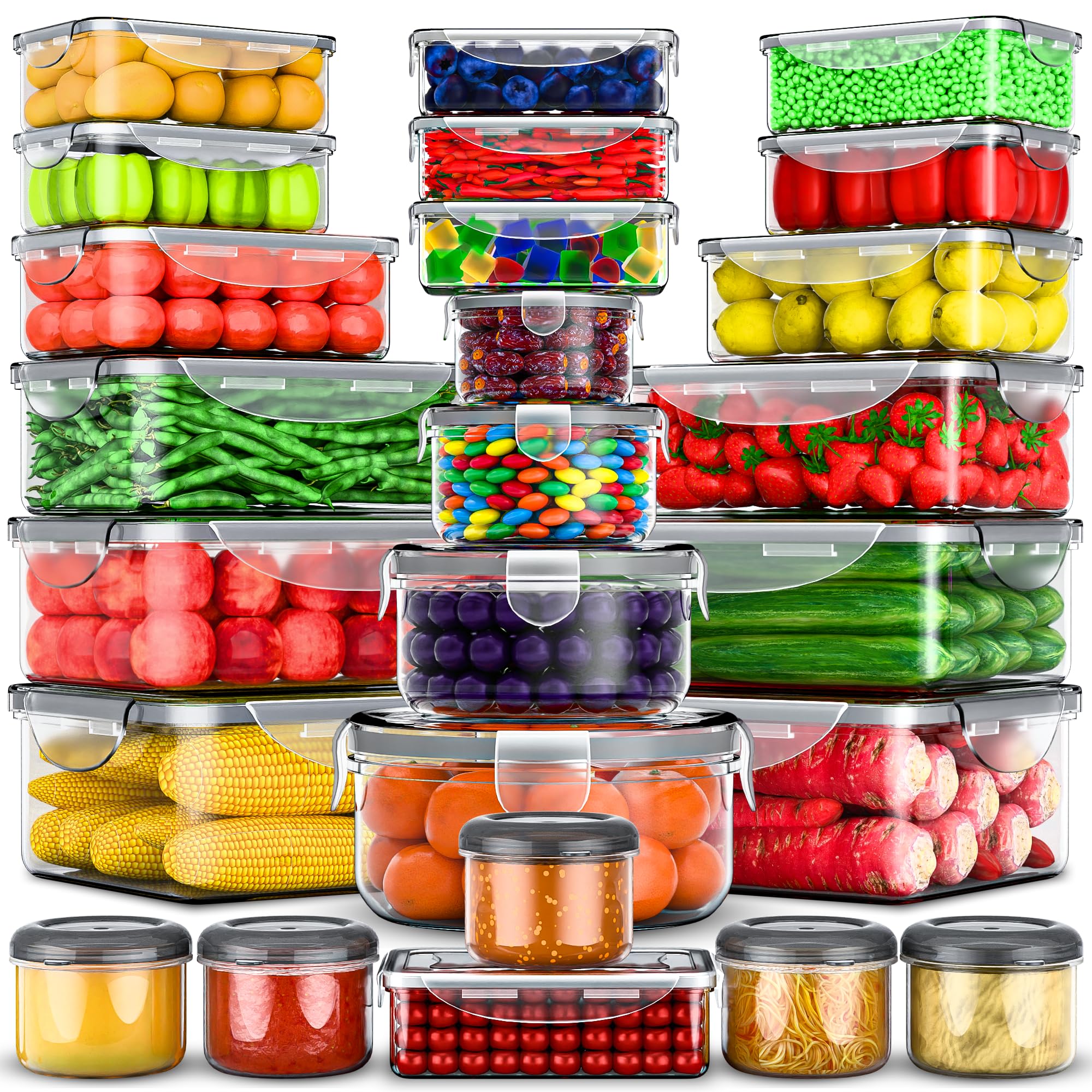 RockBerry 50 Pcs Large Food Storage Containers with Lids Airtight-85 OZ to small Containers-Total 526OZ Stackable Kitchen Set -BPA Free Leak proof containers- Freezer Microwave safe Image RockBerry 50 Pcs Large Food Storage Containers with Lids Airtight-85 OZ to small Containers-Total 526OZ Stackable Kitchen Set -BPA Free Leak proof containers- Freezer Microwave safe Image