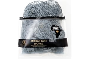 BELLANOMI African Exfoliating Net Sponge, Authentic, Ethically sourced from Nigeria, 45 inches Long, Back Scrubber for Daily use (Slate)