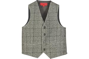 Gioberti Boy's Tweed Plaid Formal Suit Vest