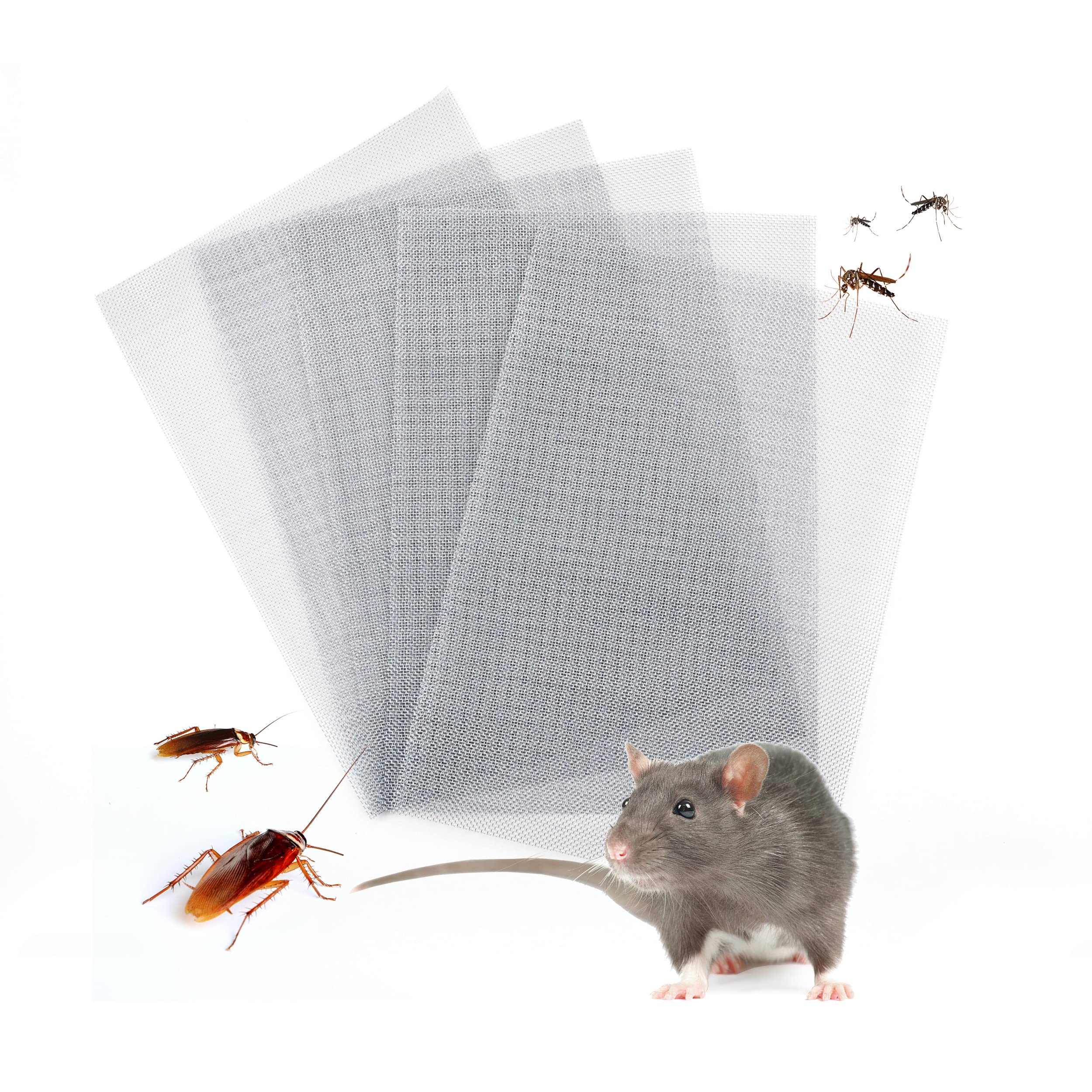 Wire Mesh Sheet 5 Pcs, Aufisi 304 Stainless Insect Rodent Mesh, Metal Fine Wire Steel Mesh Panels for Air Brick Vent Mesh Cover Window Door Kitchen Garden, A4 Sheet (210 x 300mm)