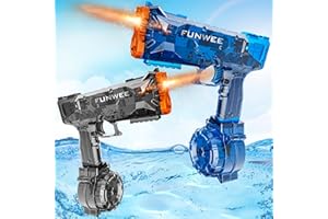Funwee 2025 New Upgrade 2 Pack Electric Water Guns for Adult Kid, Light Up Strongest Full Auto Watergun High Capacity 500+ Water Blaster, Long Range Powerful Water Squirt Gun, Outdoor Pool Water Toy
