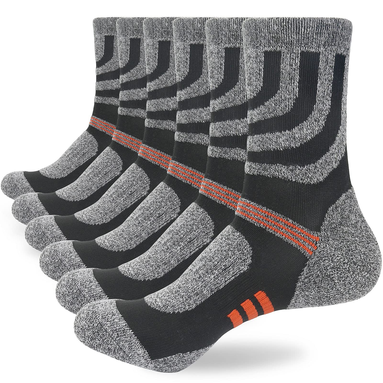 3 Pairs Men Women Hiking Socks - No Blister Terry Cushion, Breathable, Warm, Moisture Wicking, Arch Support, for Outdoor Sports Running Walking Trekking Cycling Camping Golf, Unisex UK Size 3-7, Grey