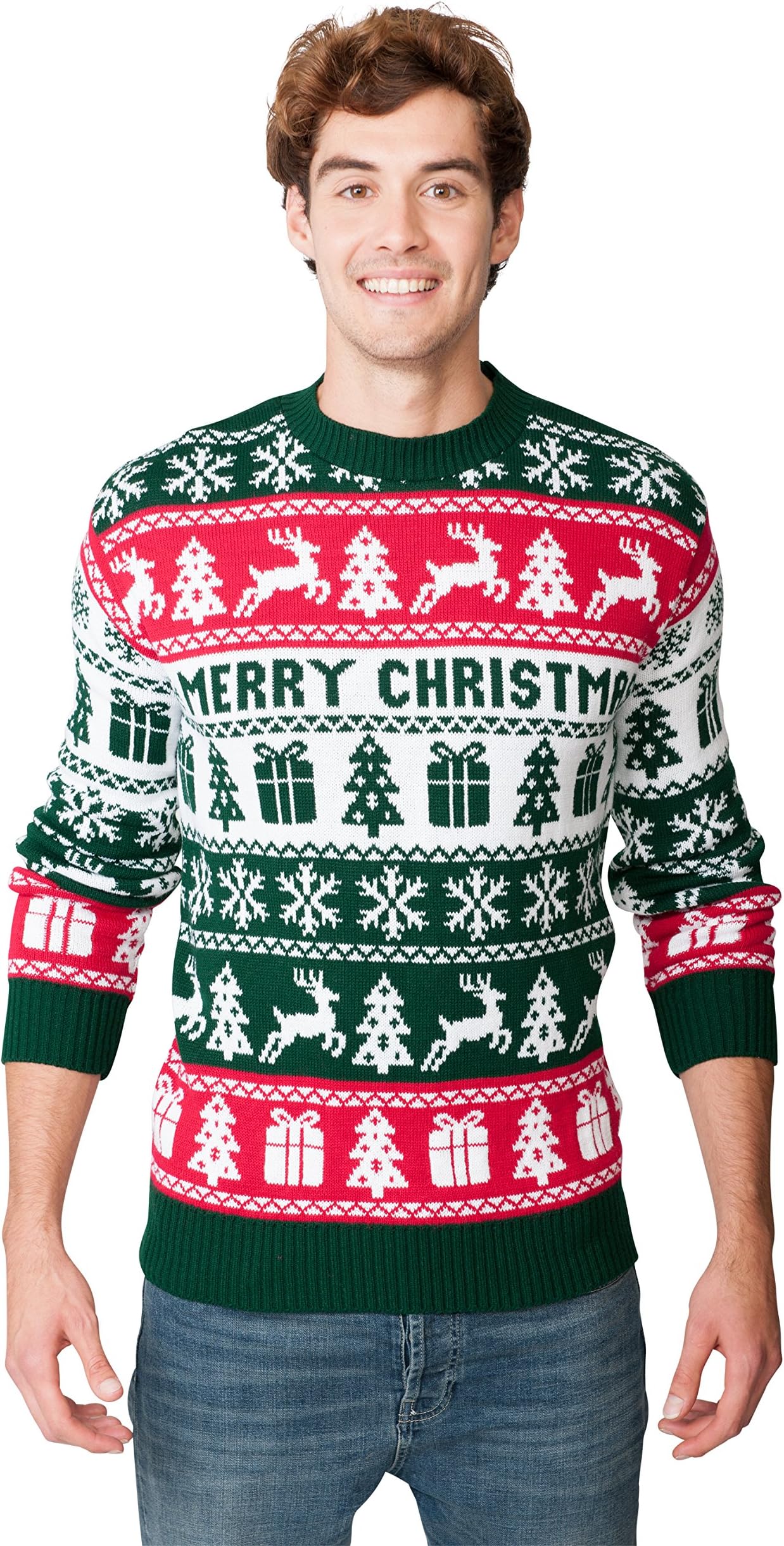 New Camp Ltd Christmas Xmas 2019 Mens Jumper Novelty Fairisle Santa Party Sweater Jumper Womens Unisex Merry Xmas Fairisle Exclusively to Sizes - S/M/L/XL/2XL/3XL/4XL