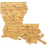Totally Bamboo Destination Louisiana State Shaped Cutting Board, Charcuterie and Cheese Serving Board – Louisiana Gift for Home Décor or Everyday Kitchen Use
