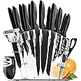 Home Hero 17 Pieces Kitchen Knives Set, 13 Stainless Steel Knives + Acrylic Stand, Scissors, Peeler and Knife Sharpener