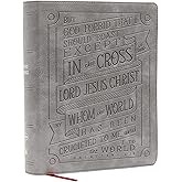 NKJV, Journal Reference Edition Bible, Verse Art Cover Collection, Leathersoft, Gray, Red Letter, Comfort Print: Let Scriptur