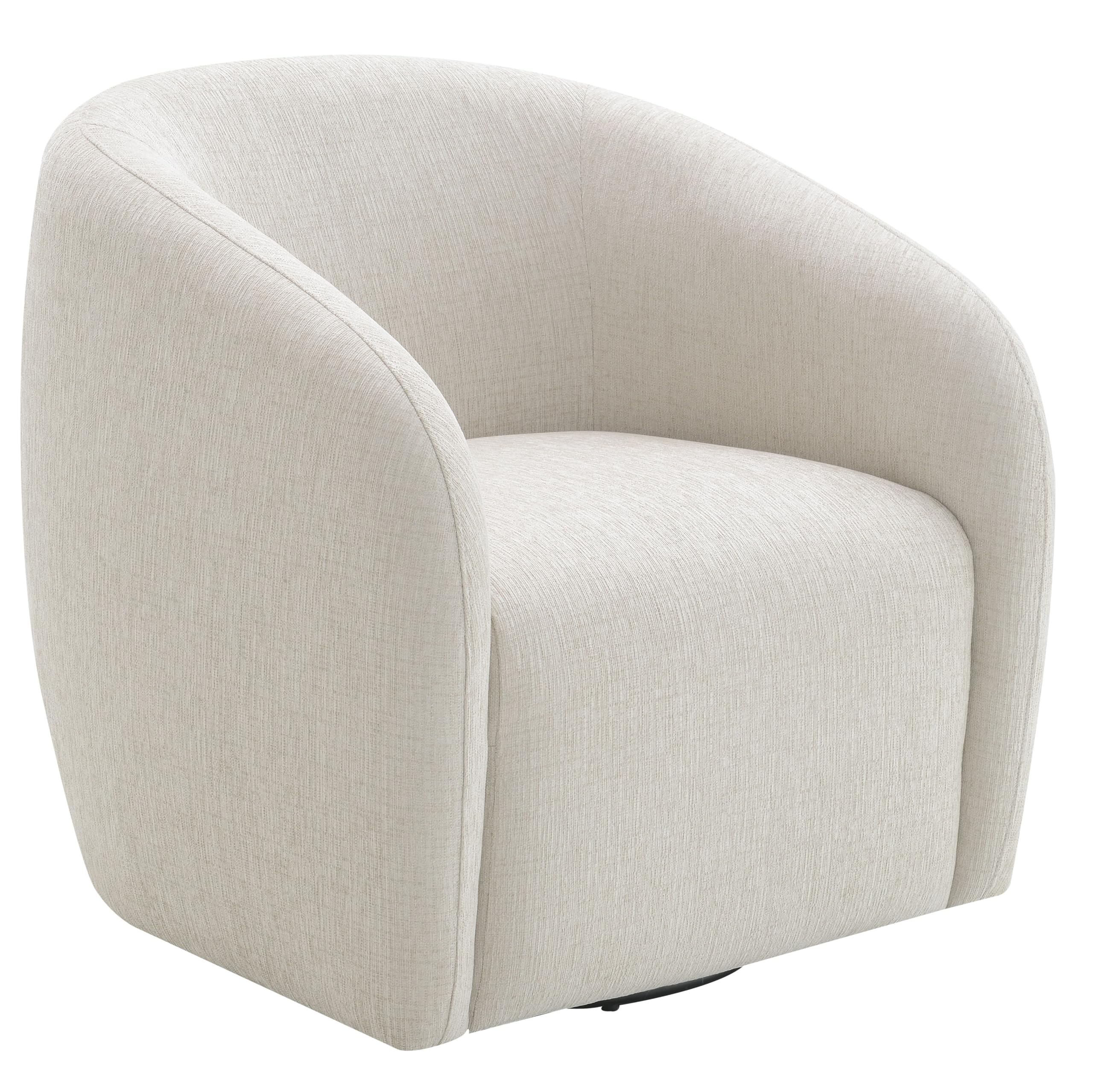 Photo 1 of Acme Etienne Contemporary Wood & Linen Fabric Upholstered Swivel Chair in Beige