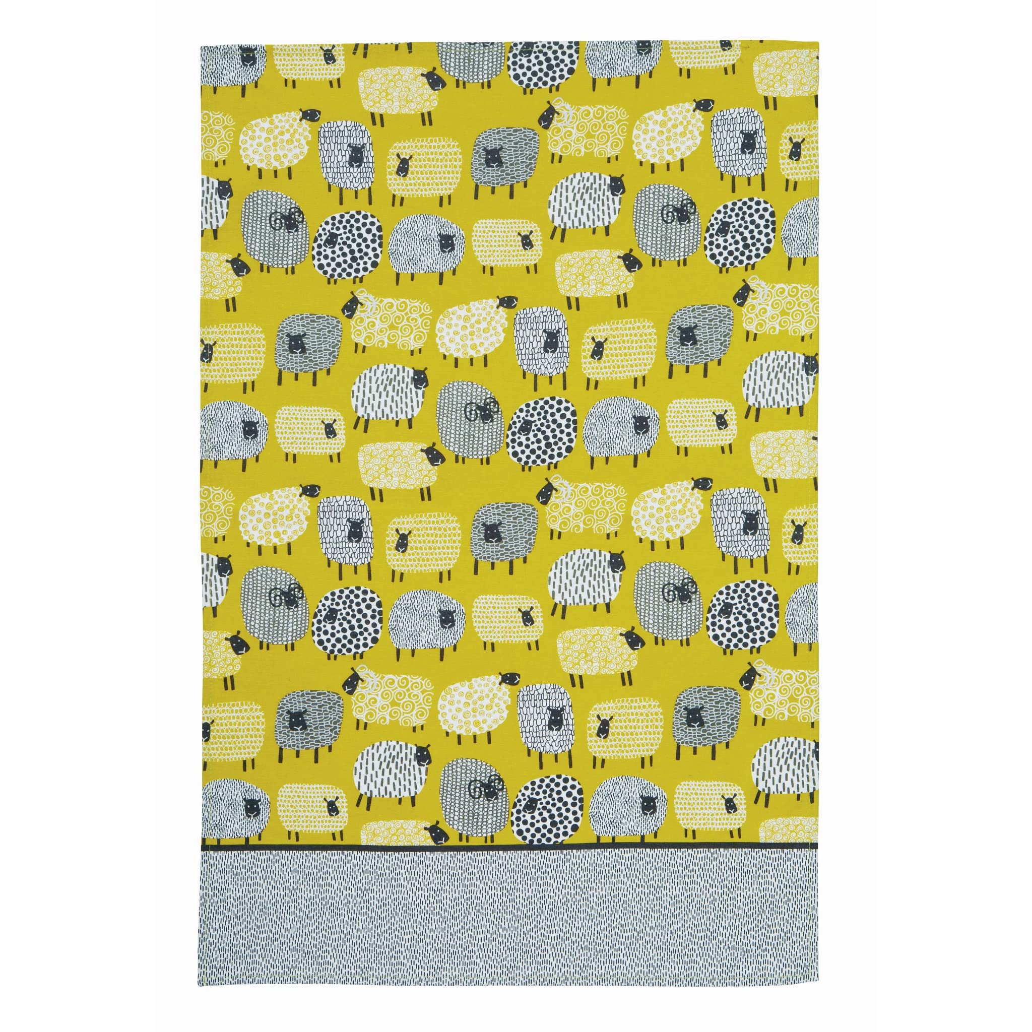 Ulster Weavers Dotty Sheep Tea Towel - 100% Cotton - With Cute Animal Hand Drawn Design, Yellow - Kitchen and Cooking Gifts for Bakers & Chefs - Homeware & Kitchenware Range