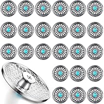 18Pcs Imitation Turquoise Screwback Rivets - Vintage Conchos For Leather Craft
