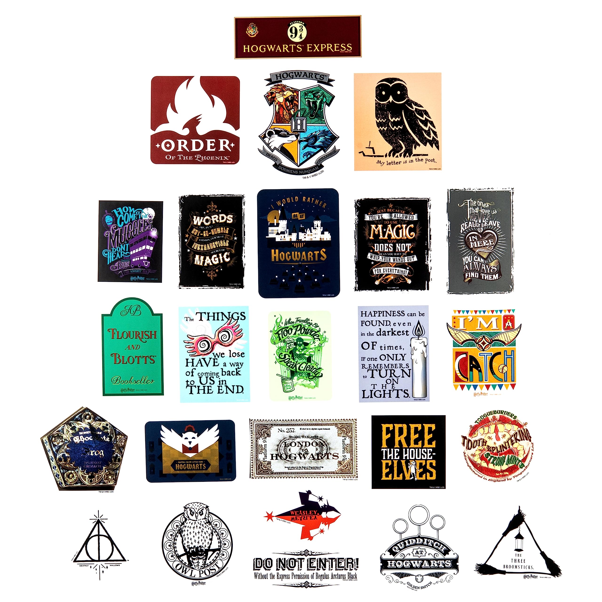Conquest Journals Harry Potter Wizarding World Vinyl Stickers, Set of 60 Unique Stickers Including 5 Holograms, Waterproof and UV Resistant, Great for All Your Gadgets, Potterfy All The Things